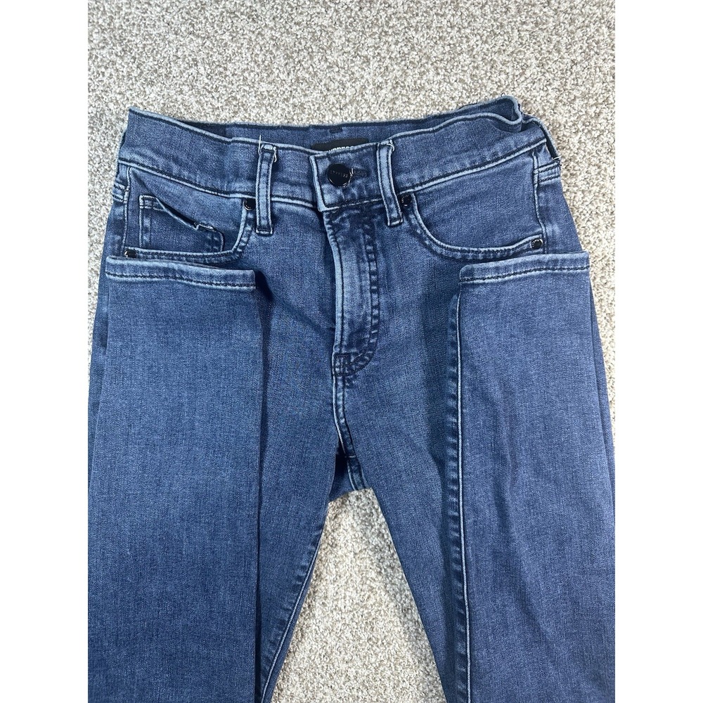 Express Jeans Womens 2 Reg Blue Mid Rise Skinny Distressed Denim Cotton Blend